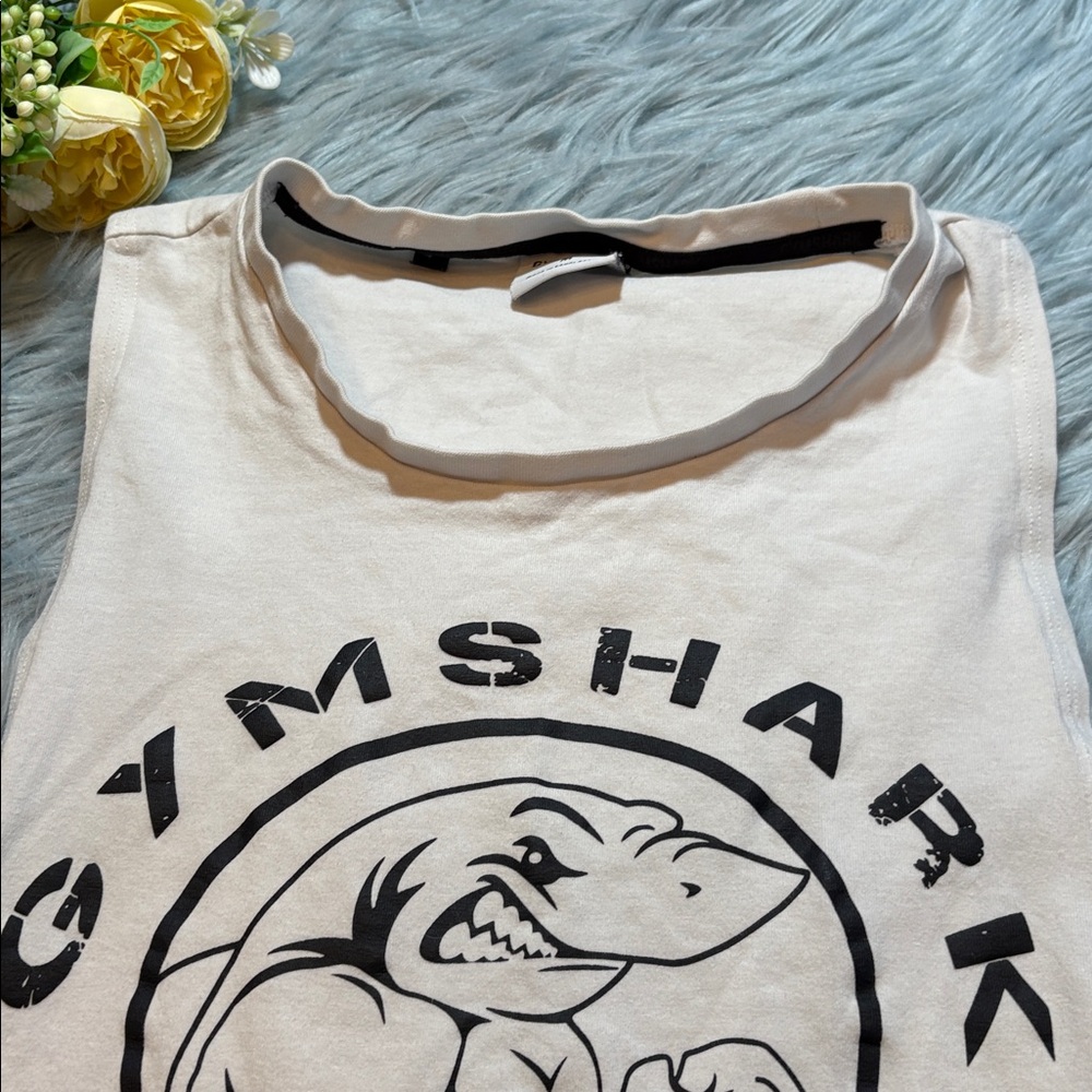 Gymshark Legacy Drop Arm Tank White Black sz M - Picture 2 of 7